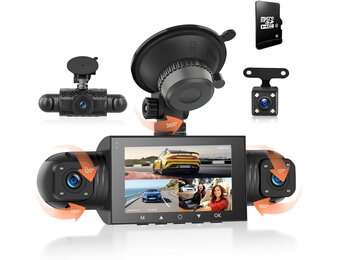 4-Kanaals Dashcam 360° - 1080P Voor, 480P Achter/Zij - 3" LCD - Nachtzicht - 29% Korting