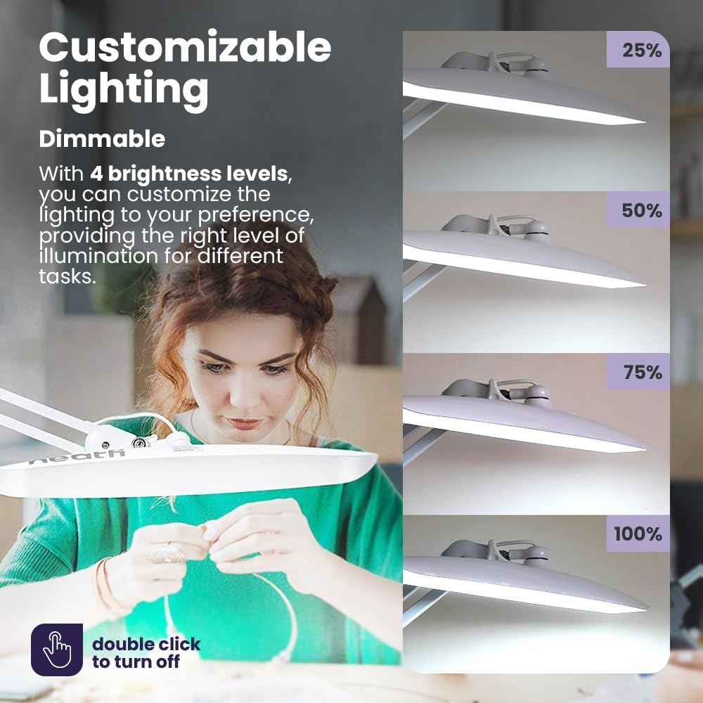 Verstelbare LED Bureaulamp met Klem - 20W, 2200lm, 50cm Kop - 35% Korting