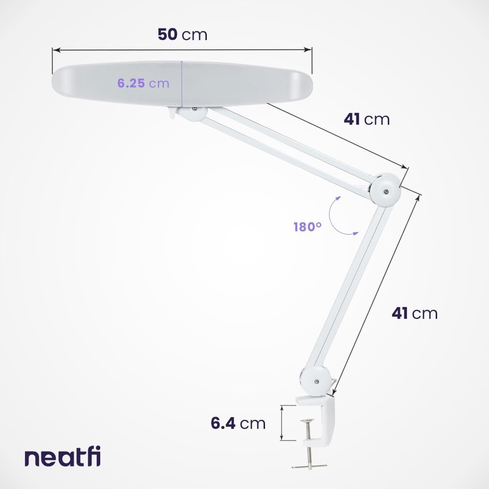 Verstelbare LED Bureaulamp met Klem - 20W, 2200lm, 50cm Kop - 35% Korting