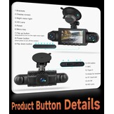 4-Kanaals Dashcam 360° - 1080P Voor, 480P Achter/Zij - 3" LCD - Nachtzicht - 29% Korting