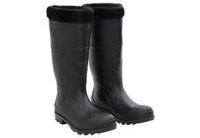 vidaXL Zwarte PVC Regenlaarzen met Verwijderbare Sokken - Maat 42 (33% Korting)