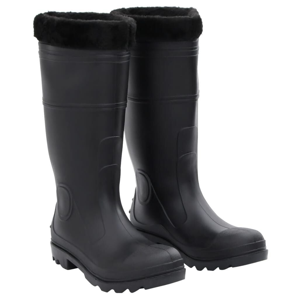 vidaXL Zwarte PVC Regenlaarzen met Verwijderbare Sokken - Maat 42 (33% Korting)
