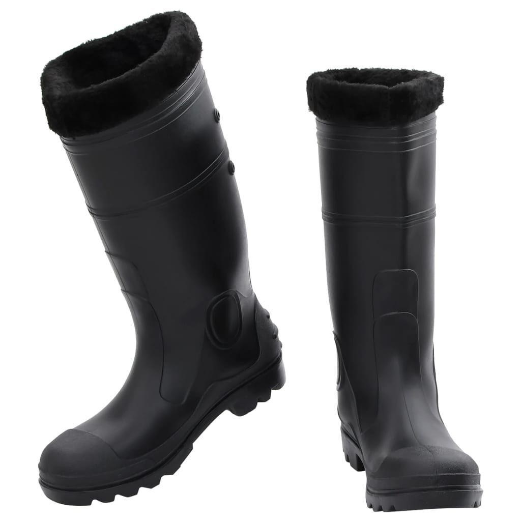 vidaXL Zwarte PVC Regenlaarzen met Verwijderbare Sokken - Maat 42 (33% Korting)