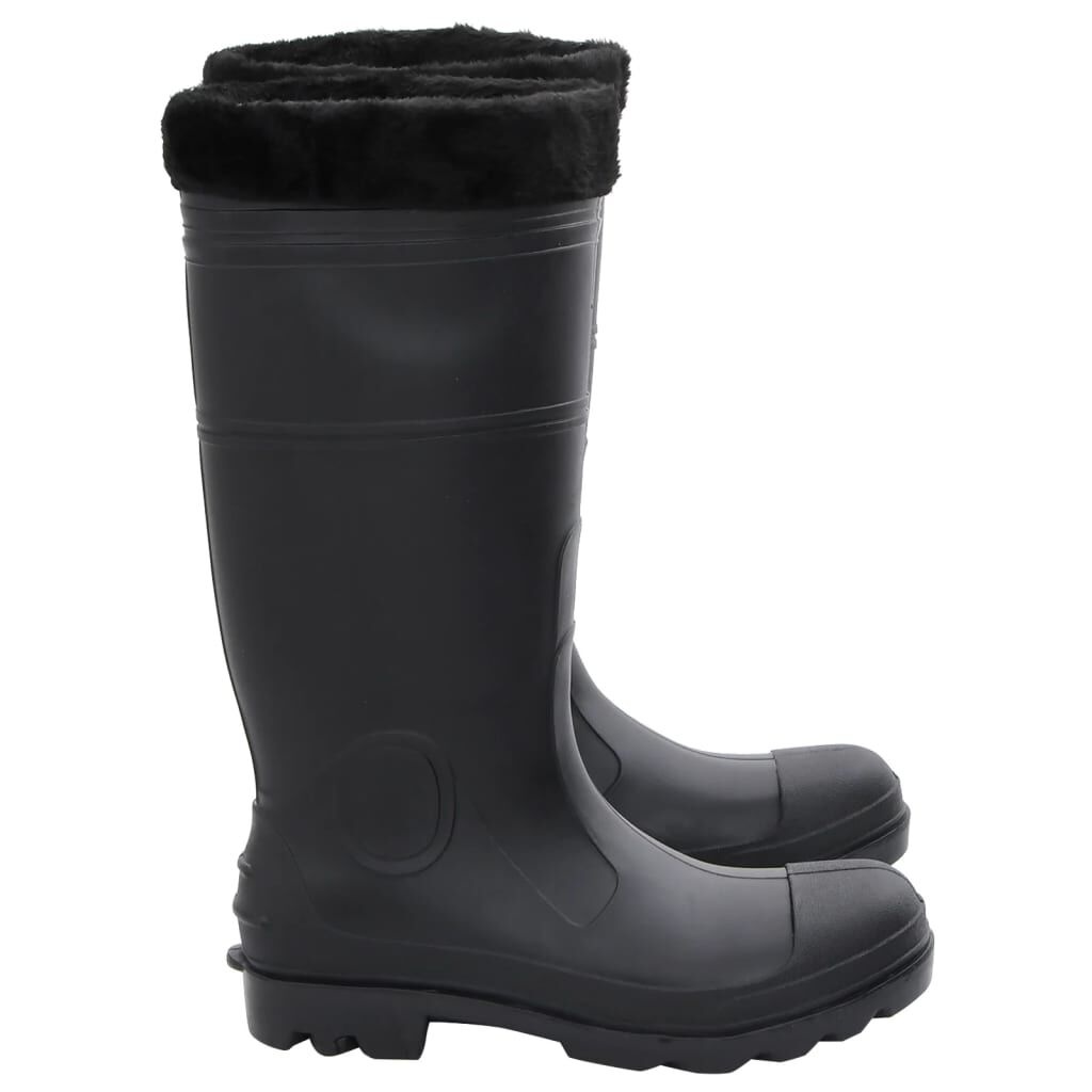 vidaXL Zwarte PVC Regenlaarzen met Verwijderbare Sokken - Maat 42 (33% Korting)