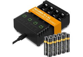 Oplaadstation AA/AAA Batterijen | 10x AA 1000mAh | Laadt 4 tegelijk | -28%