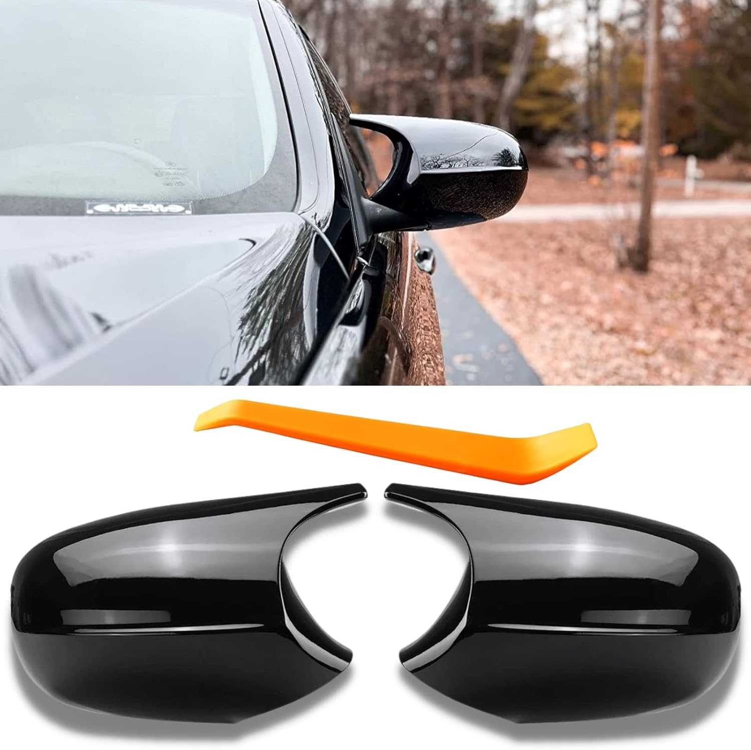 Glanzend Zwarte Spiegelkappen BMW 3 Serie E90-E93 LCI | 29% Korting