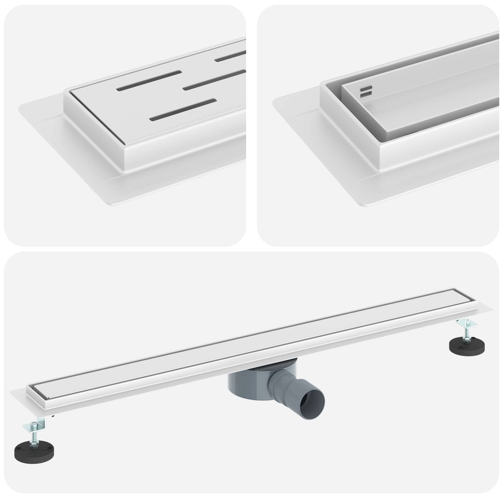Moderne Doucheafvoer 2-in-1 met Sifon Zilver 80 cm - 34% Korting