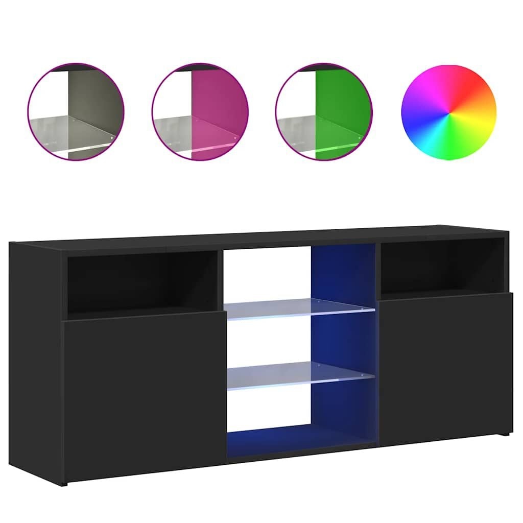 Zwart TV-meubel met LED, 120cm - 63% Korting!