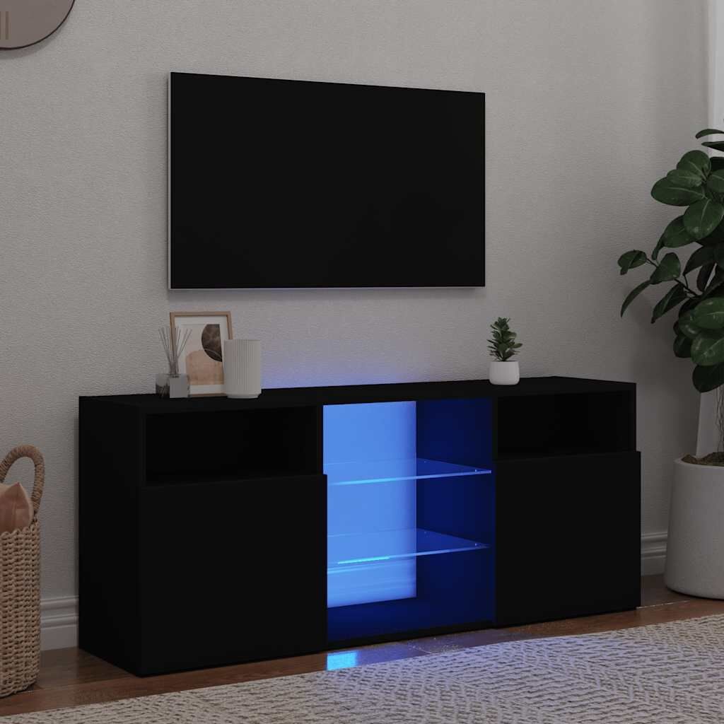 Zwart TV-meubel met LED, 120cm - 63% Korting!