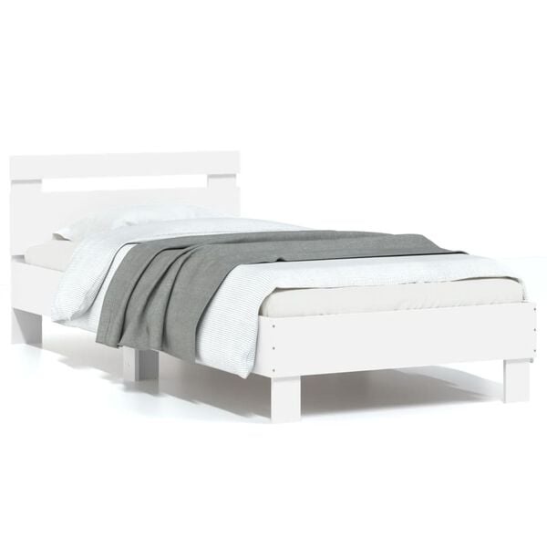 VidaXL Bedframe met hoofdbord Wit 90x200 cm - 34% Korting