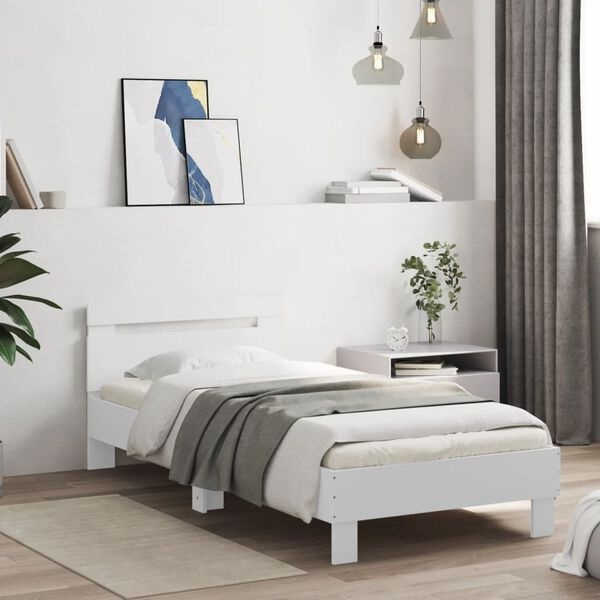 VidaXL Bedframe met hoofdbord Wit 90x200 cm - 34% Korting