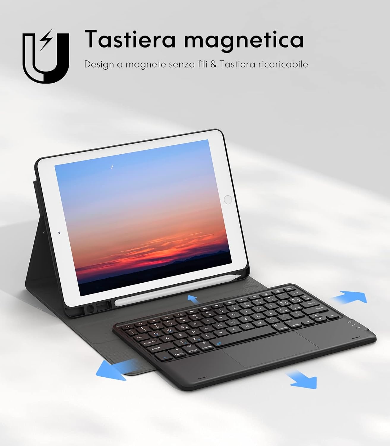 iPad Toetsenbord Hoes met Touchpad - Zwart - 33% Korting