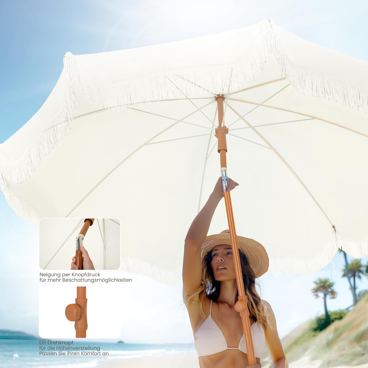Parasol 2m UV 50+ - Strand, Tuin, Terras - Waterdicht & Robuust - 29% Korting!