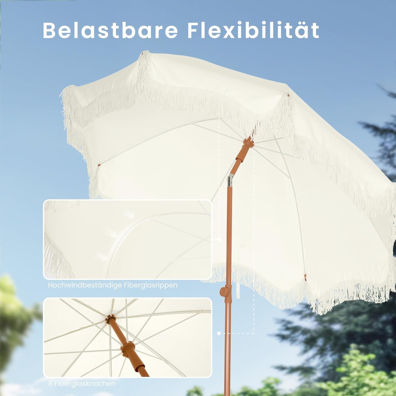Parasol 2m UV 50+ - Strand, Tuin, Terras - Waterdicht & Robuust - 29% Korting!
