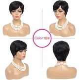 81% Korting: Pixie Cut Pruik van 100% Menselijk Haar - Zwart