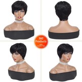 81% Korting: Pixie Cut Pruik van 100% Menselijk Haar - Zwart