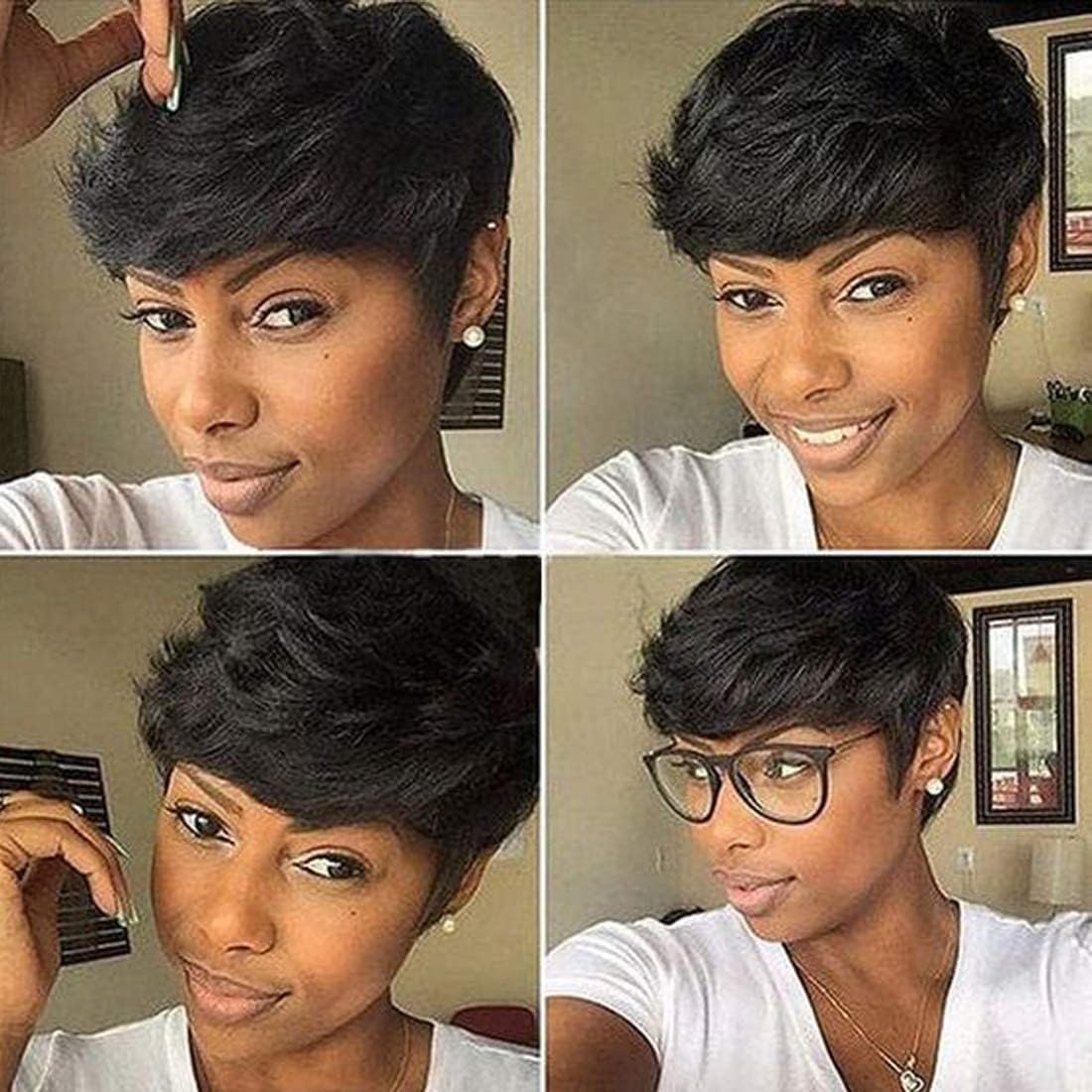 81% Korting: Pixie Cut Pruik van 100% Menselijk Haar - Zwart