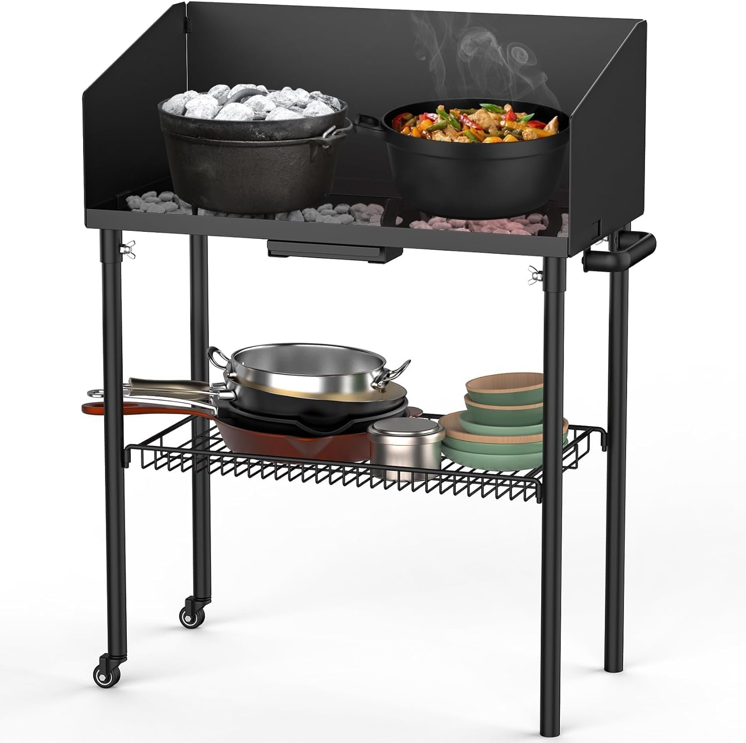 Outdoor Kooktafel met Windscherm & 2 Dutch Oven Plekken | 30% Korting