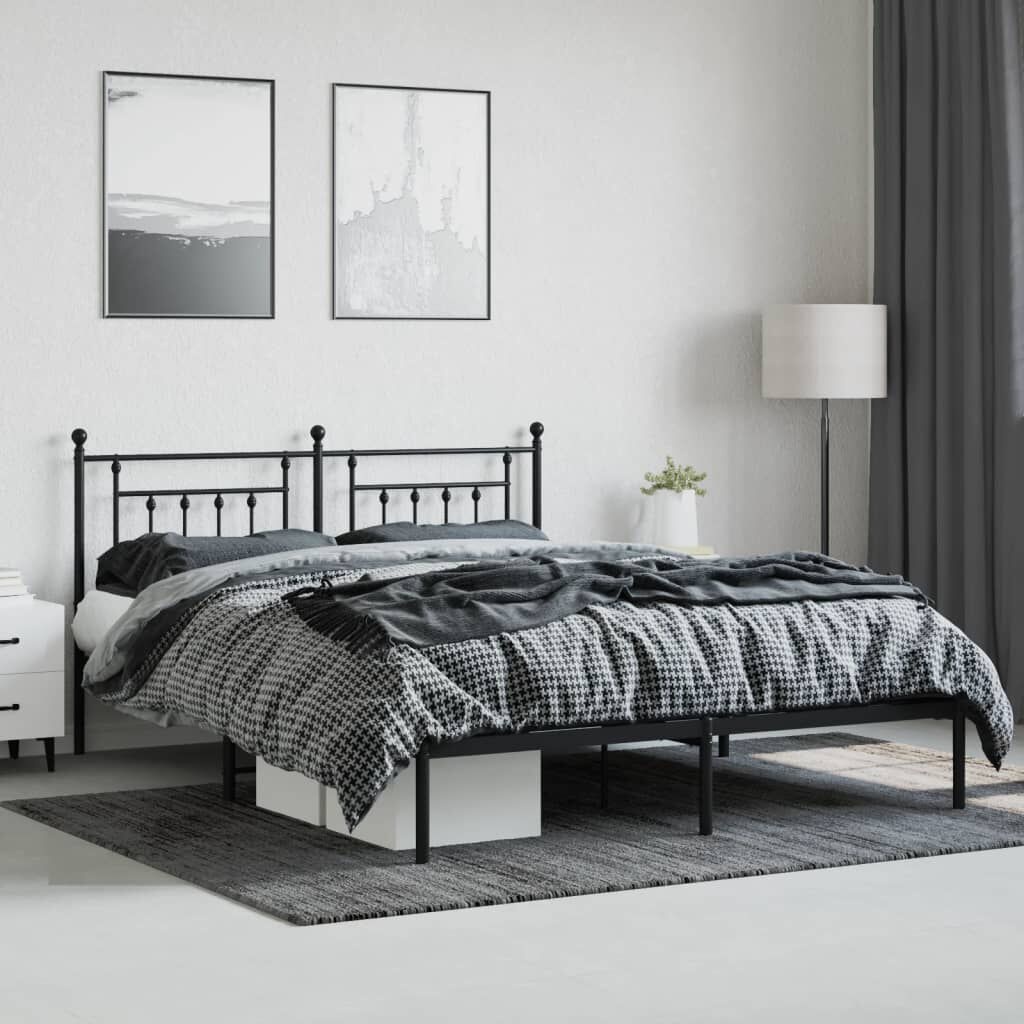 Metalen Bedframe met Hoofdbord - Zwart 180x200 cm (35% Korting)