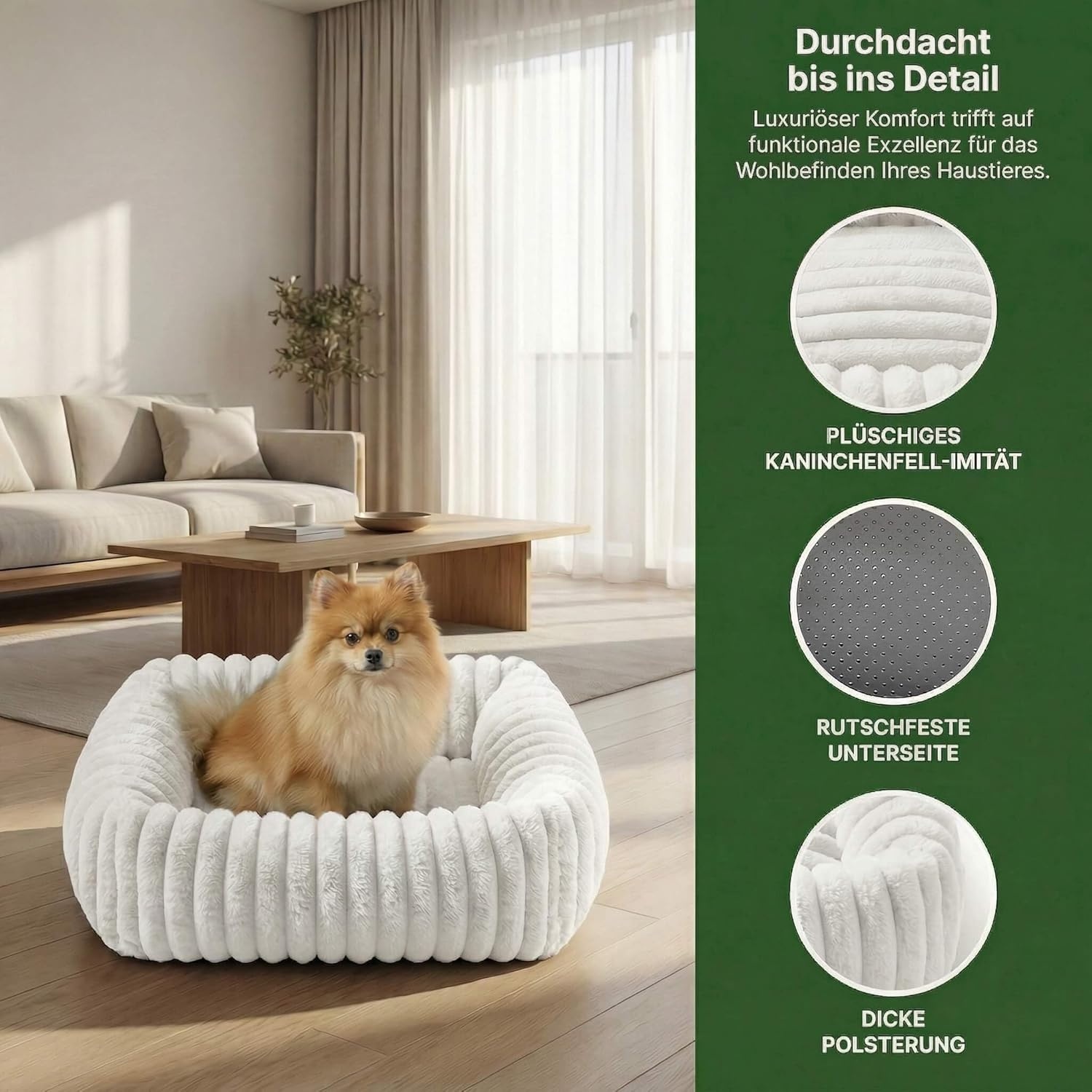 Zacht Hondenkussen L 92x69x20cm Wit - Pluche & Gesneden Schuim Vulling - 29% Korting