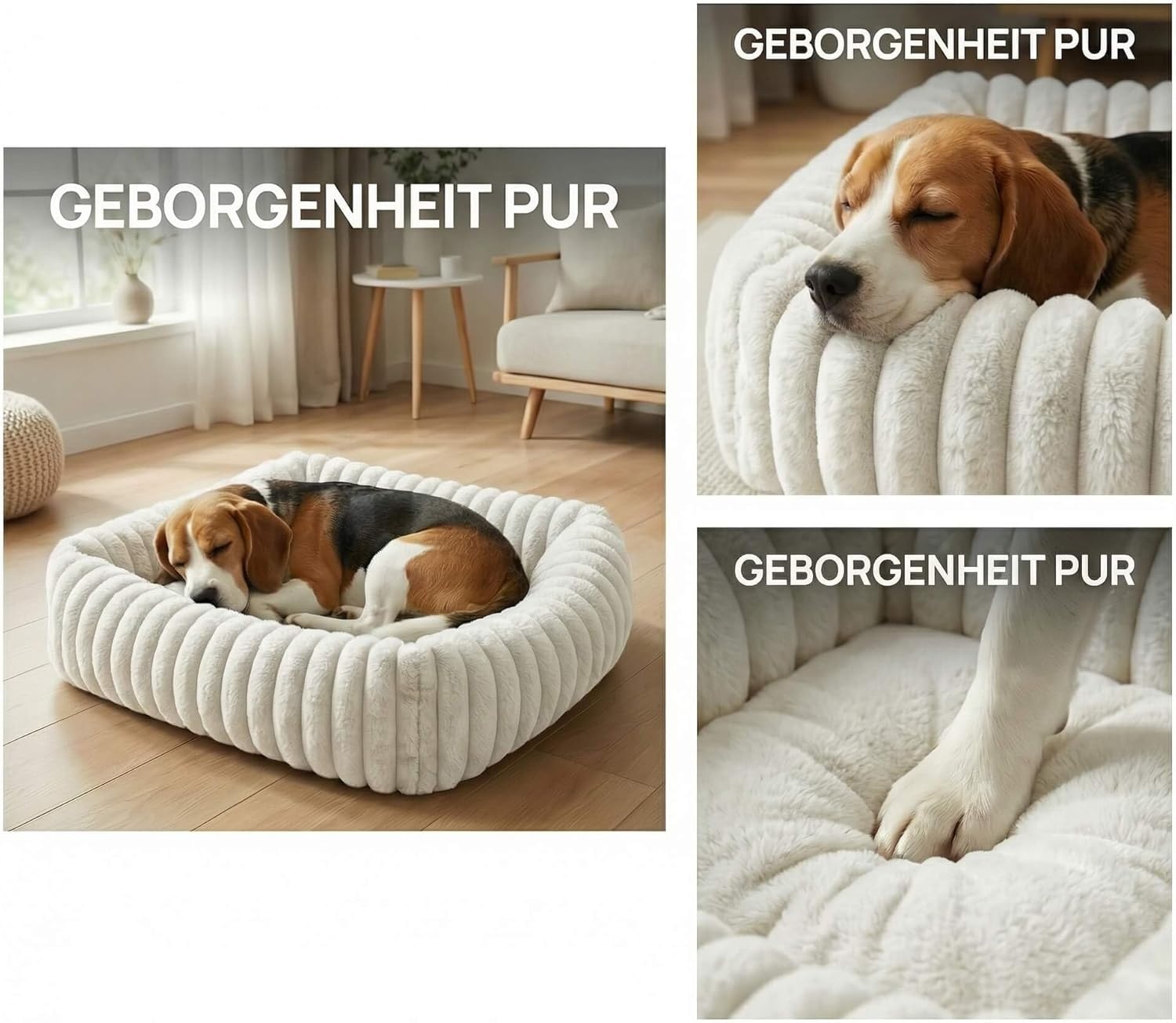 Zacht Hondenkussen L 92x69x20cm Wit - Pluche & Gesneden Schuim Vulling - 29% Korting
