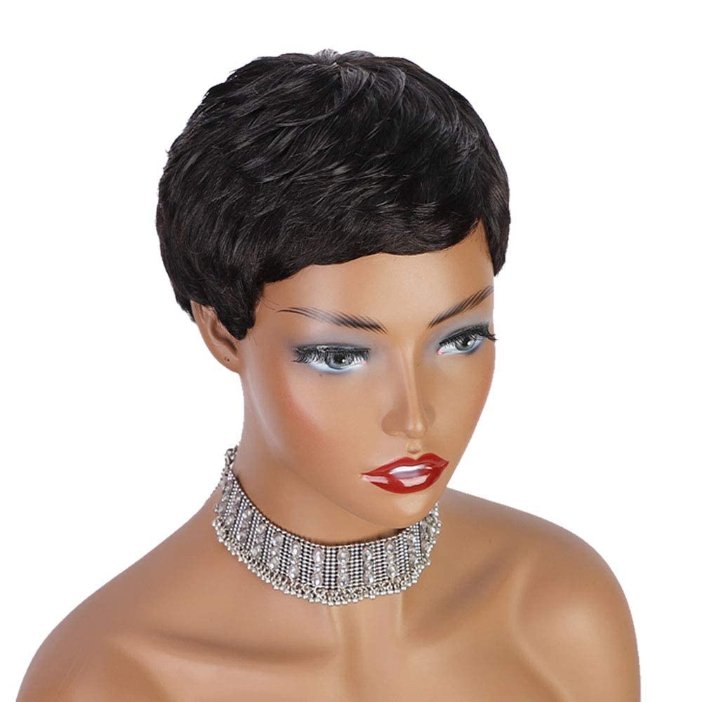 Pruik Pixie Cut Zwart | 100% Menselijk Haar | 33% Korting