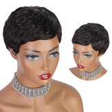 Pruik Pixie Cut Zwart | 100% Menselijk Haar | 33% Korting