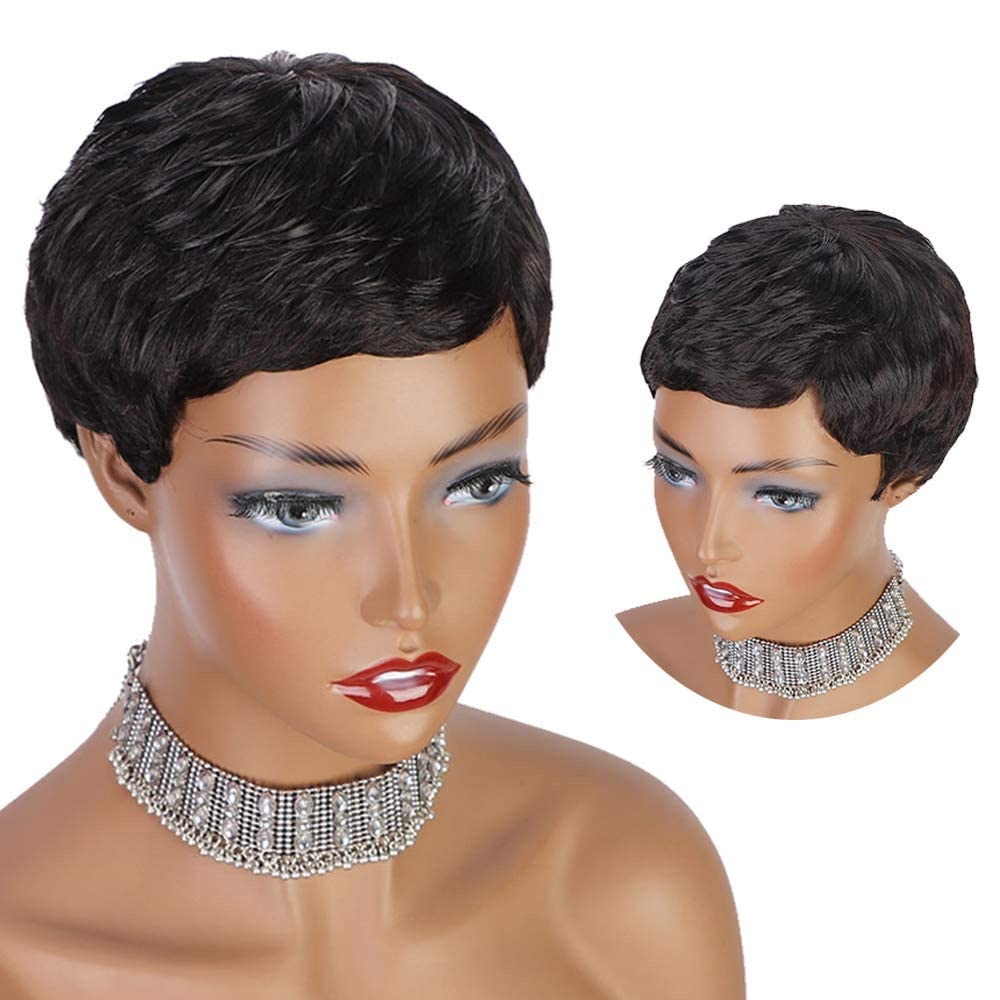 Pruik Pixie Cut Zwart | 100% Menselijk Haar | 33% Korting