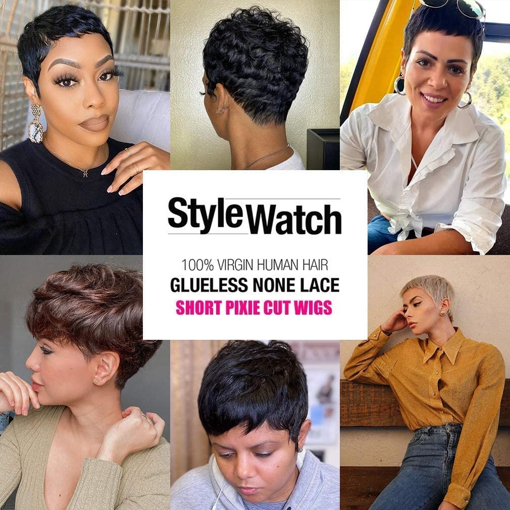 Pruik Pixie Cut Zwart | 100% Menselijk Haar | 33% Korting