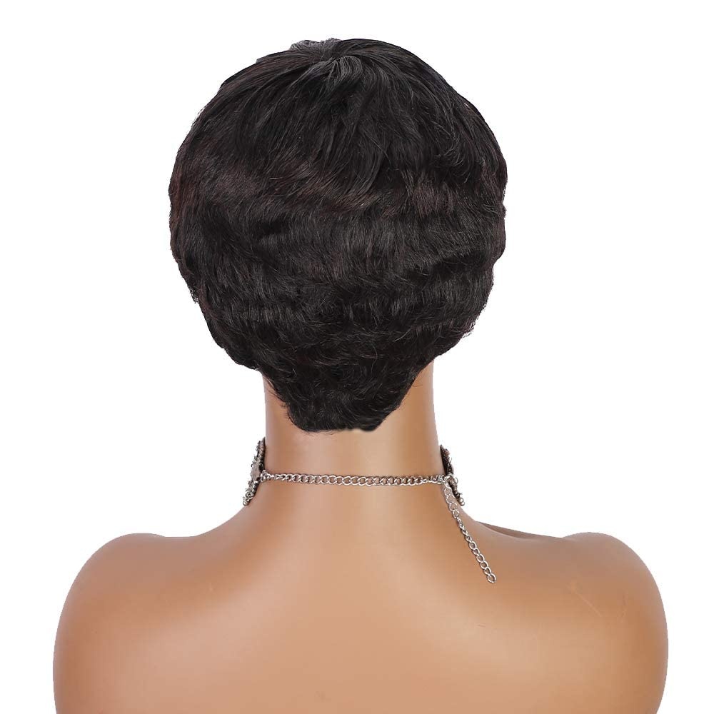 Pruik Pixie Cut Zwart | 100% Menselijk Haar | 33% Korting