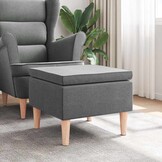 vidaXL Donkergrijze Stoffen Kruk met Houten Poten - 29% Korting