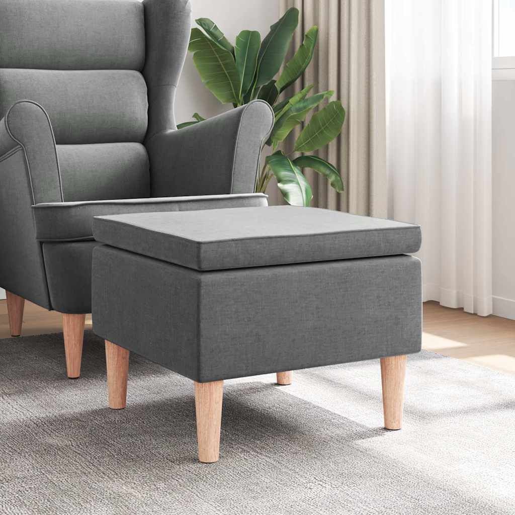 vidaXL Donkergrijze Stoffen Kruk met Houten Poten - 29% Korting