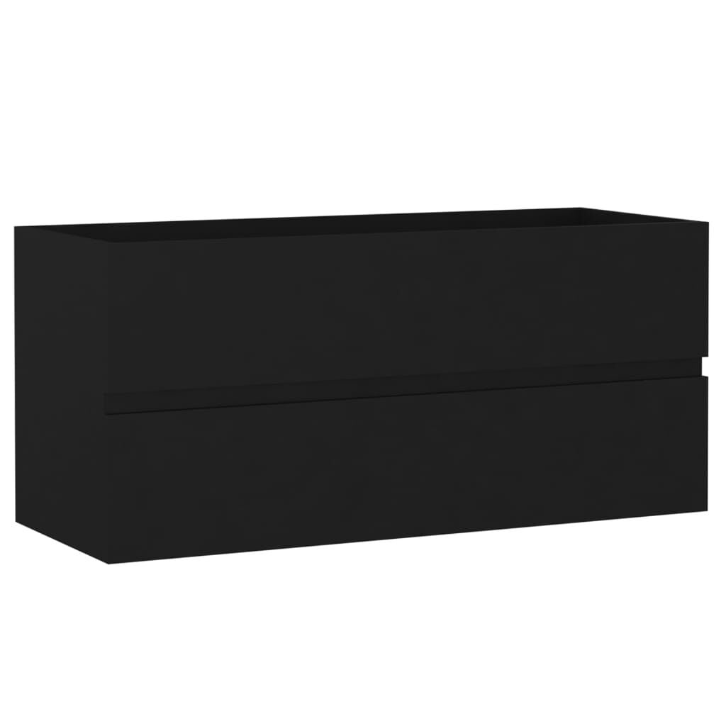 Zwarte Wastafelkast 100 cm - Bewerkte Hout - 53% Korting