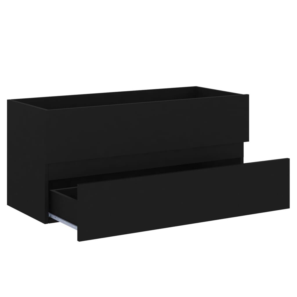 Zwarte Wastafelkast 100 cm - Bewerkte Hout - 53% Korting