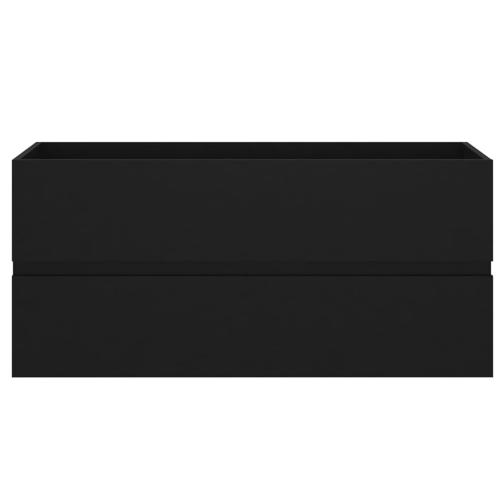 Zwarte Wastafelkast 100 cm - Bewerkte Hout - 53% Korting