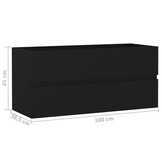 Zwarte Wastafelkast 100 cm - Bewerkte Hout - 53% Korting