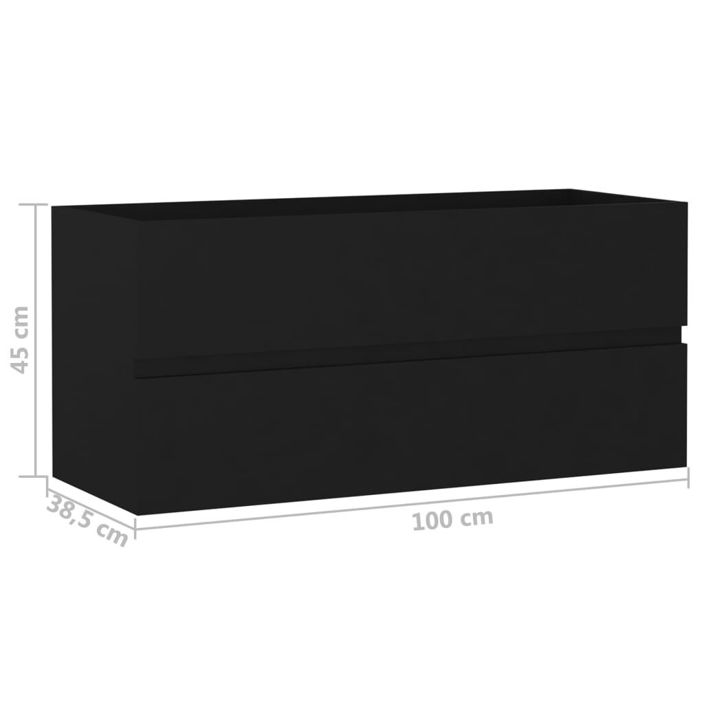 Zwarte Wastafelkast 100 cm - Bewerkte Hout - 53% Korting
