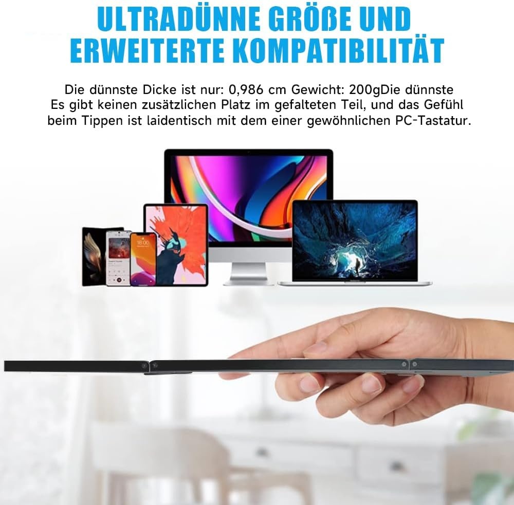 Opvouwbaar QWERTZ Toetsenbord - Ultra-Dun Draadloos Bluetooth 5.1 met Numeriek Toetsenblok
