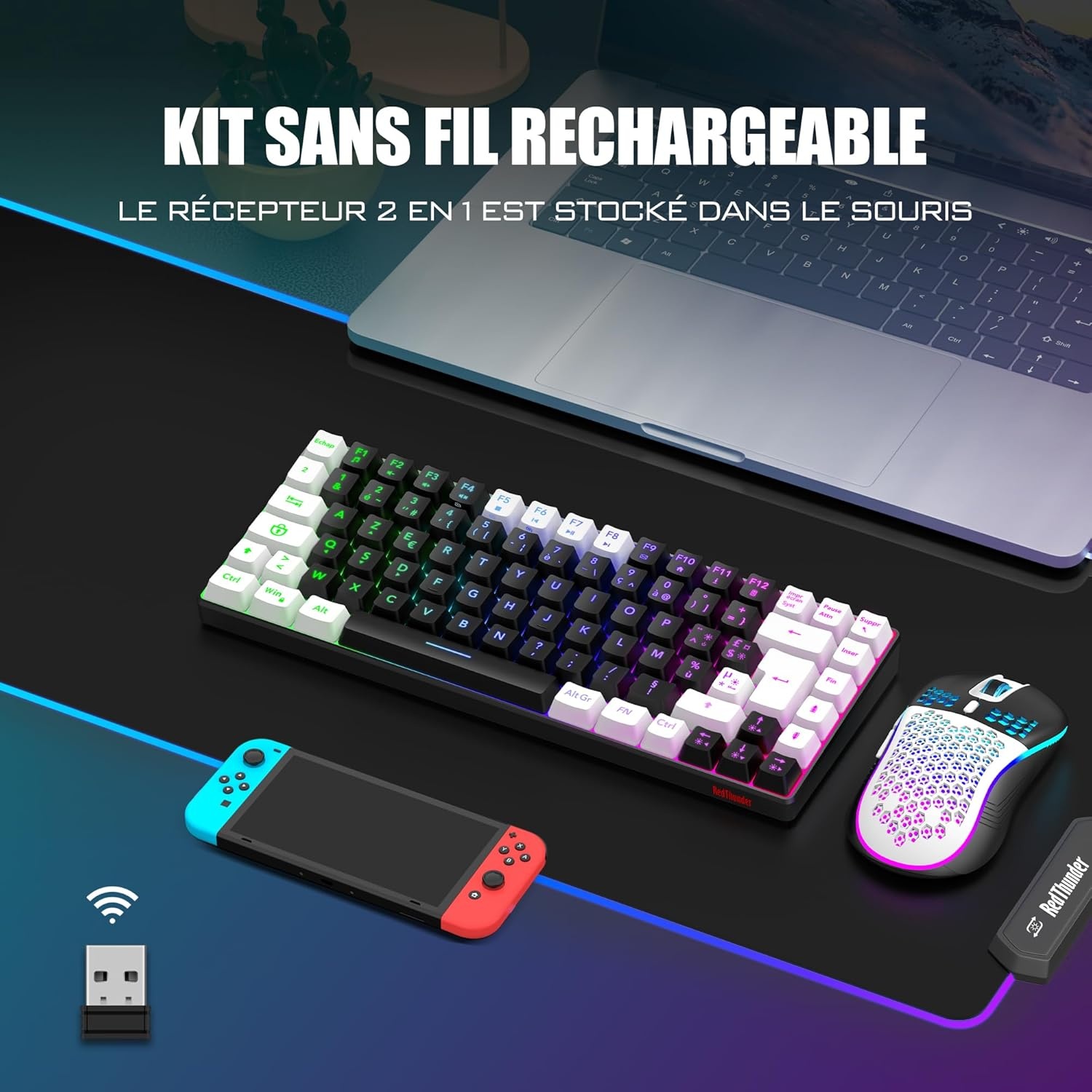 Draadloos AZERTY Toetsenbord & Muis Combo met RGB - 27% Korting