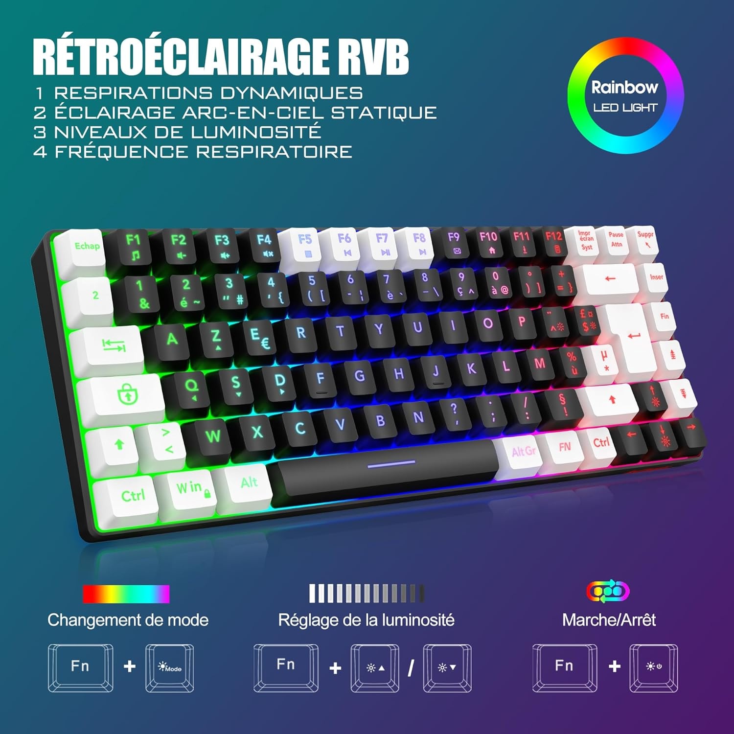 Draadloos AZERTY Toetsenbord & Muis Combo met RGB - 27% Korting