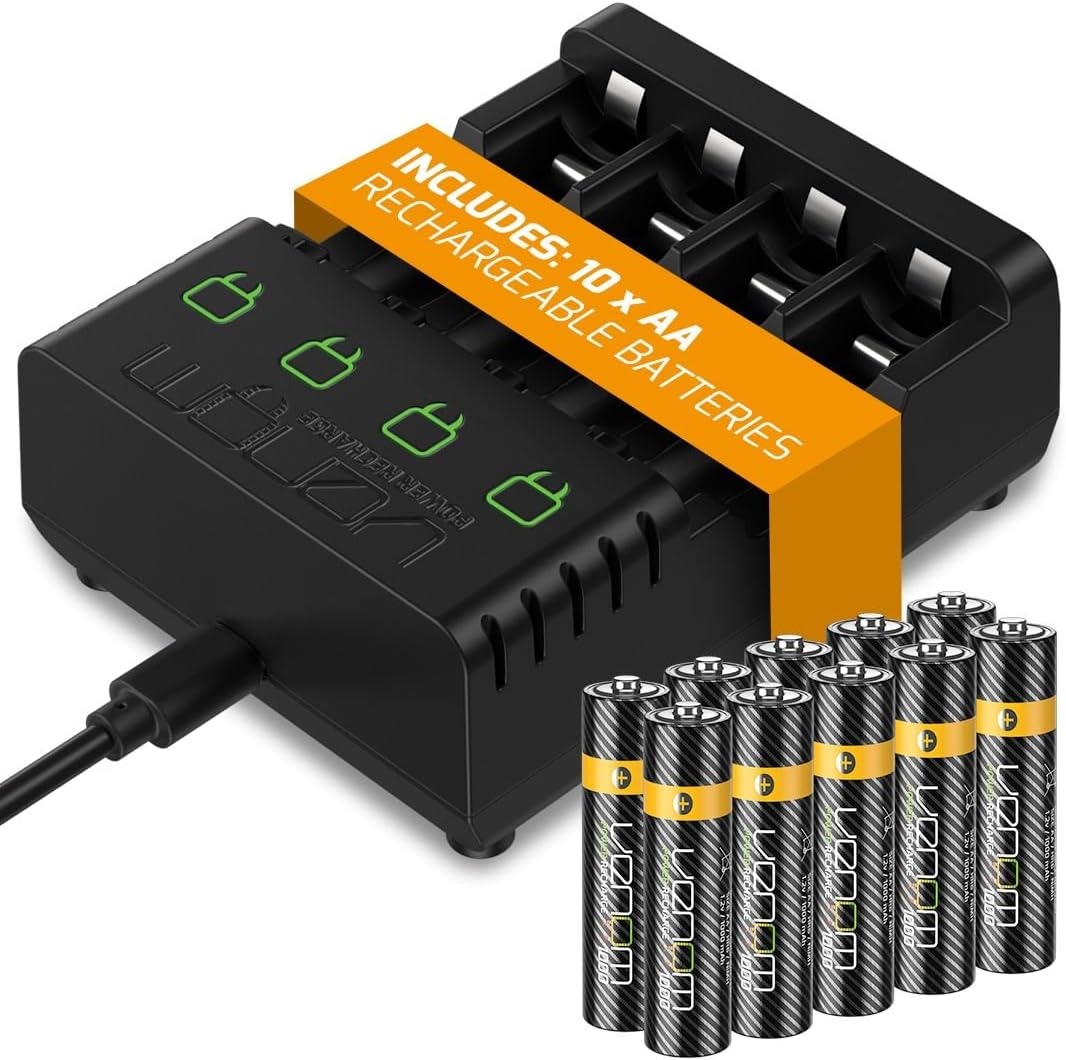 Oplaadstation met 10x AA Batterijen | 1000mAh | 28% Korting