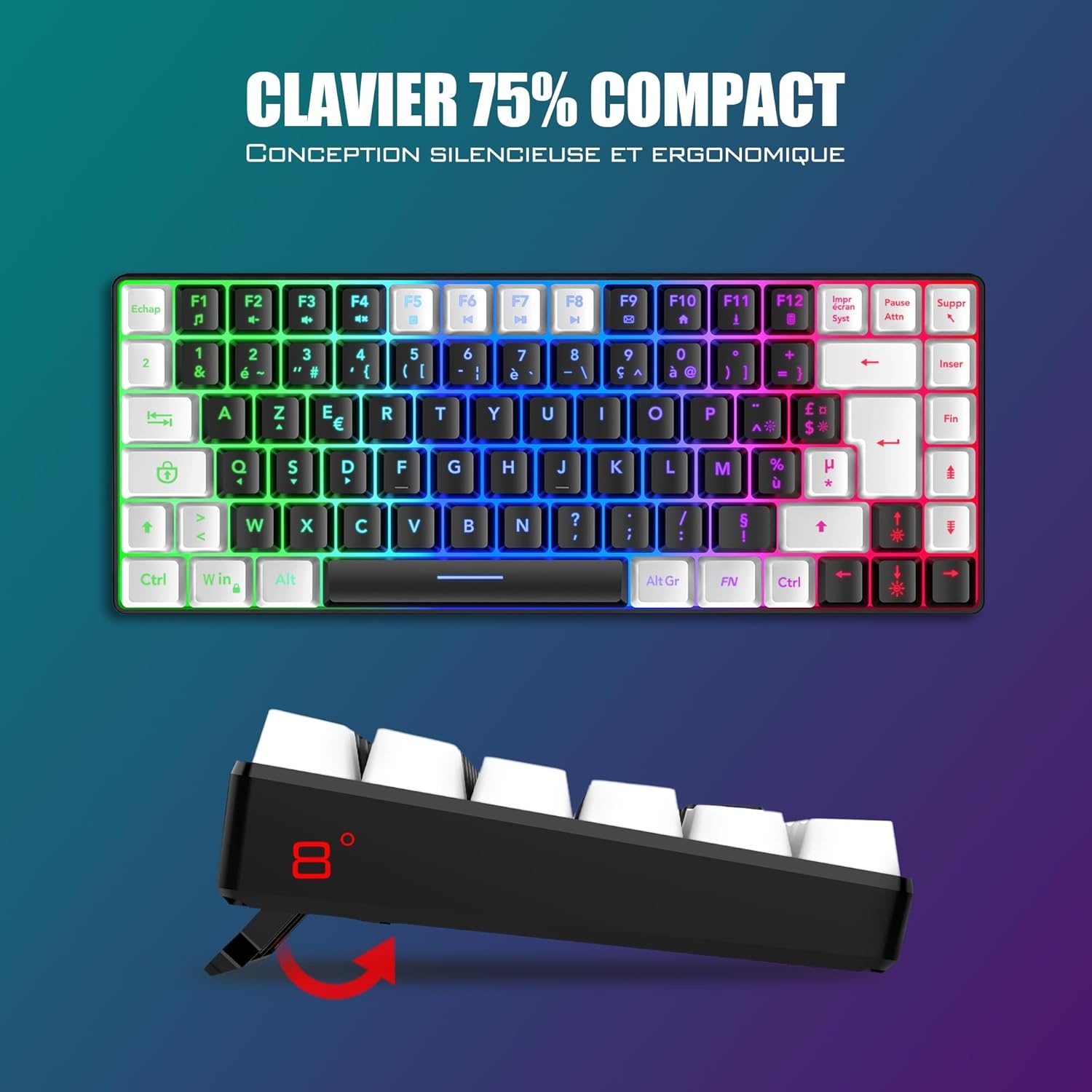 Draadloos AZERTY Toetsenbord & Muis Combo met RGB - 27% Korting