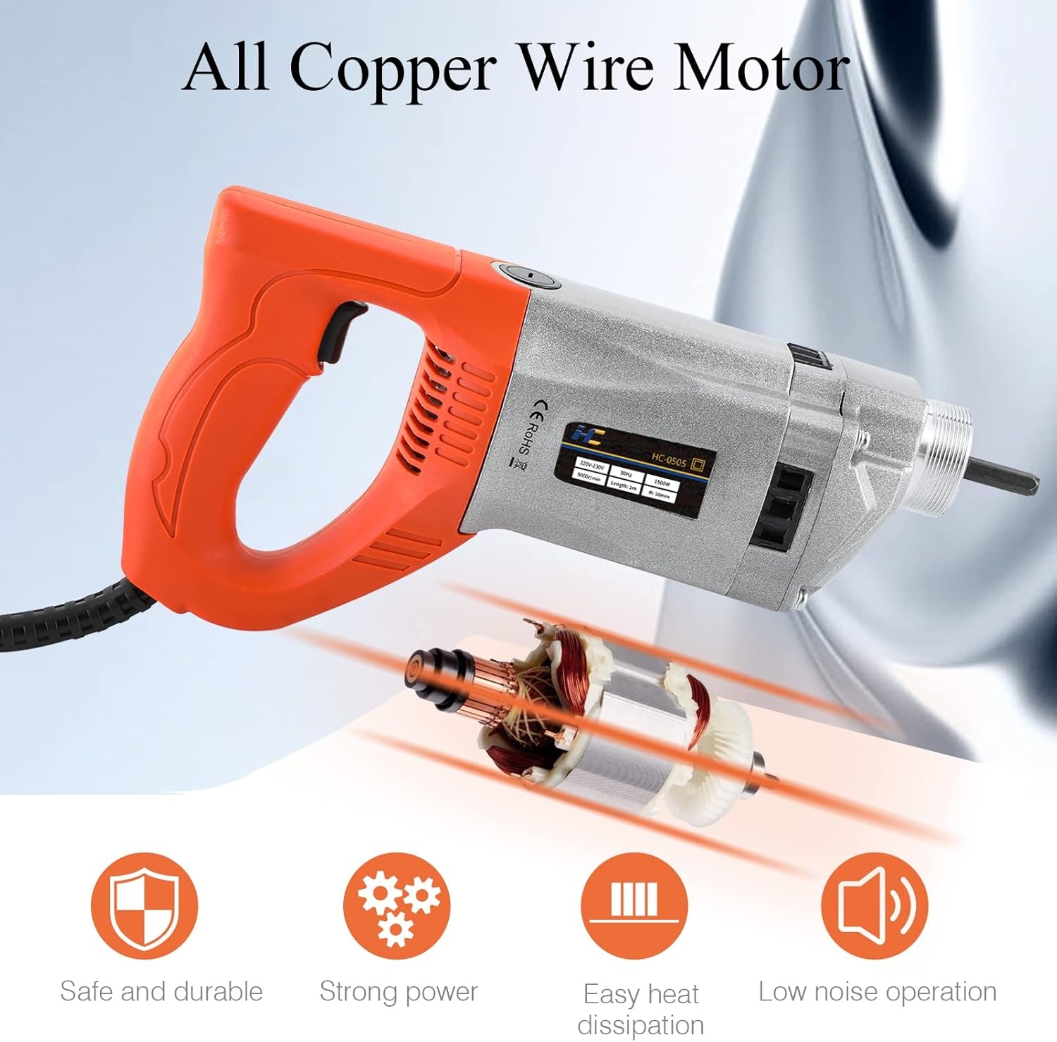 Betonvibrator 1500W 2m trilnaald Ø50mm met 35% Korting