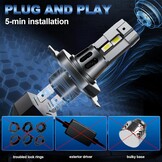 H4 LED Koplamp Set 9003/HB2 - 120W 28000lm - Koudwit 6500K - Canbus