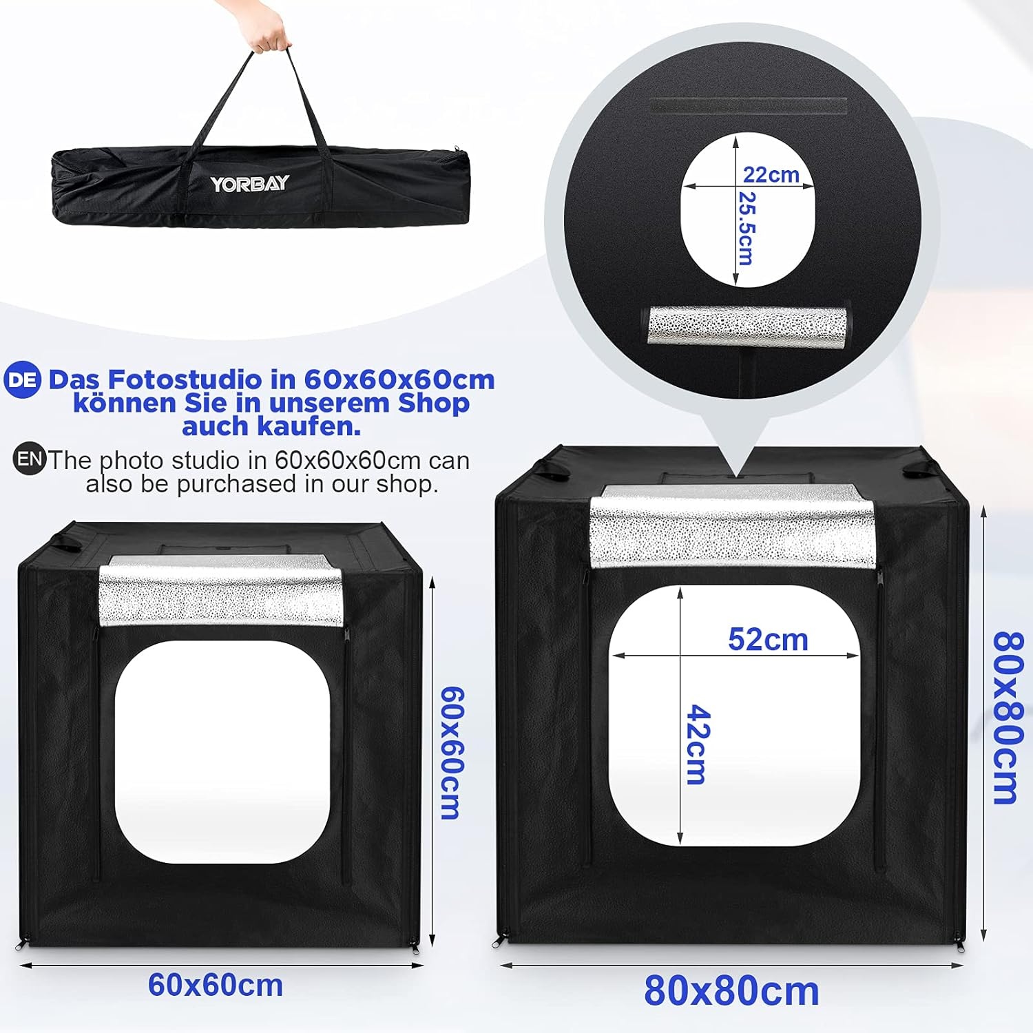 Fotostudio Set 80x80x80cm - CRI 95+ LED, 4 Achtergronden - 34% Korting
