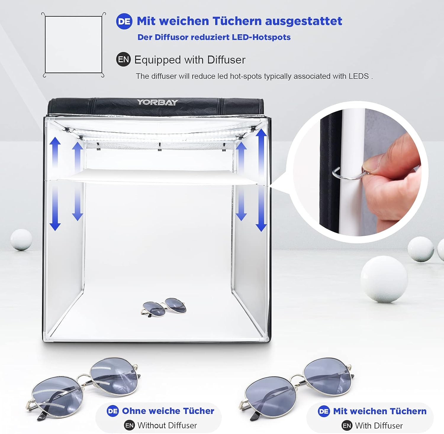 Fotostudio Set 80x80x80cm - CRI 95+ LED, 4 Achtergronden - 34% Korting