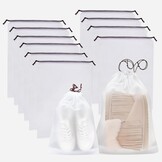 10x Transparante Schoenenzakken Waterdicht met Koord (40x30cm & 40x50cm)