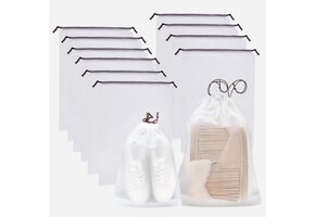 10x Transparante Schoenenzakken Waterdicht met Koord (40x30cm & 40x50cm)