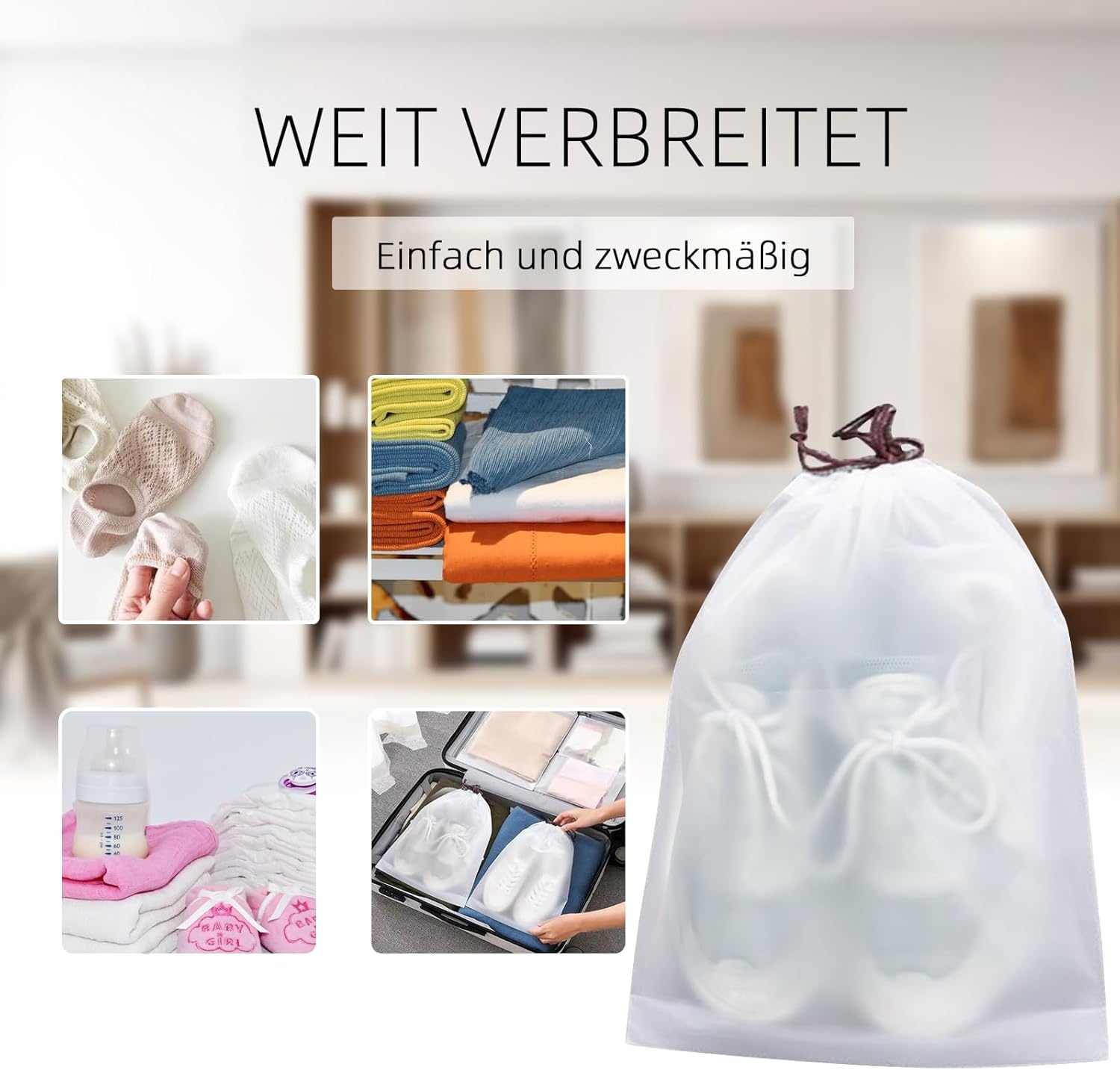 10x Transparante Schoenenzakken Waterdicht met Koord (40x30cm & 40x50cm)