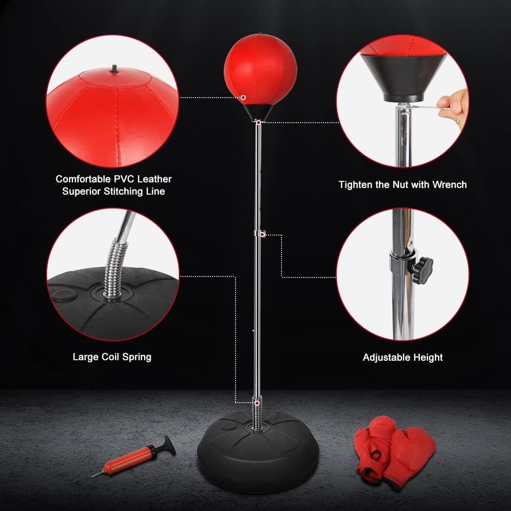 Bokszak Set Kinderen & Volwassenen - In Hoogte Verstelbaar (120-150cm) - Rood